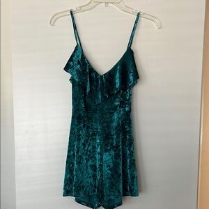 Urban Outfitters Teal Velvet Jumpsuit